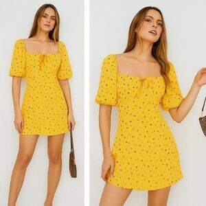 NWT Reformation Sette Mini Dress Gwen Floral Puff Sleeve Wedding Guest Bohemian